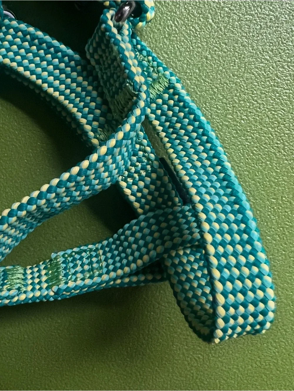 Colorful Woven yellow / green - small (1) harness & (2) collars